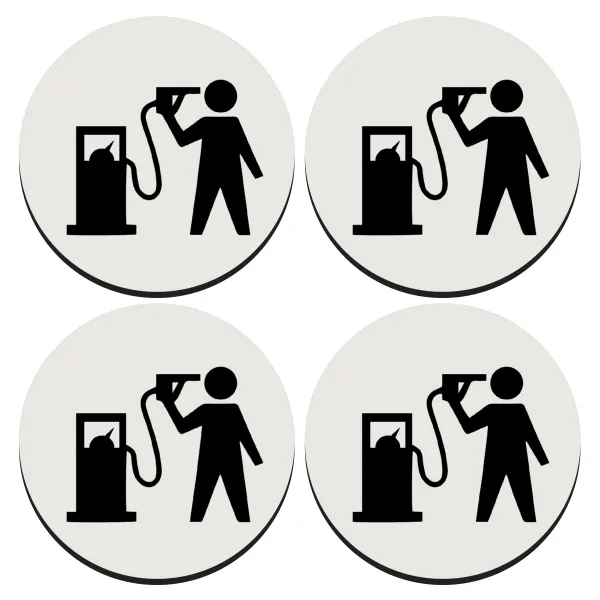 Fuel crisis — ΣΕΤ 4 Σουβέρ ξύλινα στρογγυλά (9cm)