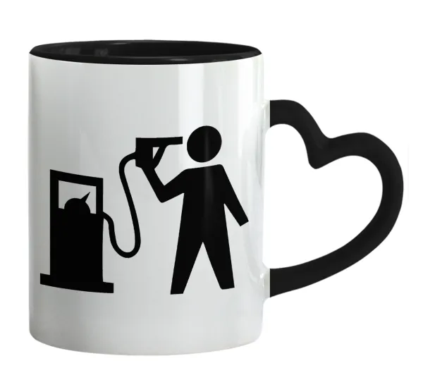 Fuel crisis — Mug heart black handle, ceramic, 330ml