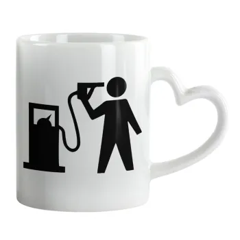 Fuel crisis, Mug heart handle, ceramic, 330ml