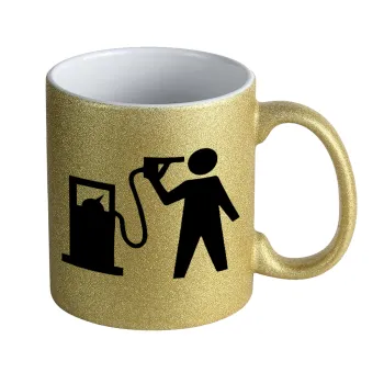 Fuel crisis, Κούπα Χρυσή Glitter που γυαλίζει, κεραμική, 330ml