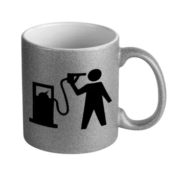 Fuel crisis, Κούπα Ασημένια Glitter που γυαλίζει, κεραμική, 330ml