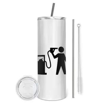 Fuel crisis, Tumbler ποτήρι θερμό από ανοξείδωτο ατσάλι 600ml, με μεταλλικό καλαμάκι & βούρτσα καθαρισμού