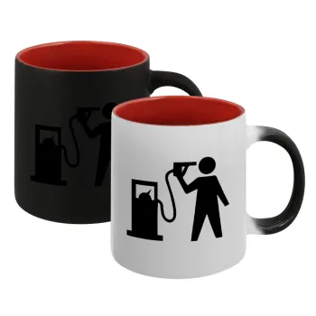 Fuel crisis, Κούπα Μαγική εσωτερικό κόκκινο, κεραμική, 330ml που αλλάζει χρώμα με το ζεστό ρόφημα