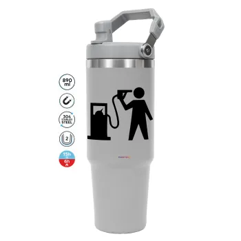Fuel crisis, ΓΚΡΙ χρώματος Θερμός Ανοξείδωτο 890ml (30oz) με χερούλι