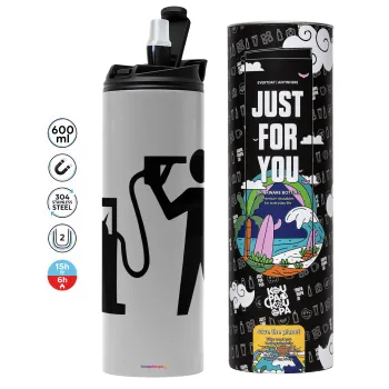 Fuel crisis, Tumbler ποτήρι θερμό ΓΚΡΙ από ανοξείδωτο ατσάλι 600ml