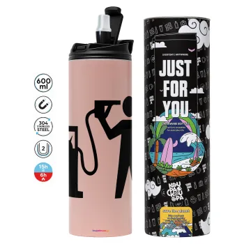 Fuel crisis, Tumbler ποτήρι θερμό ΡΟΖ από ανοξείδωτο ατσάλι 600ml