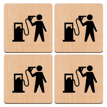 Fuel crisis, ΣΕΤ x4 Σουβέρ ξύλινα τετράγωνα plywood (9cm)