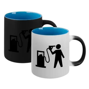 Fuel crisis, Κούπα Μαγική εσωτερικό μπλε, κεραμική 330ml που αλλάζει χρώμα με το ζεστό ρόφημα