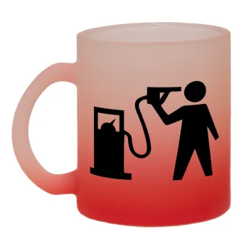 Fuel crisis, Κούπα γυάλινη δίχρωμη με βάση το κόκκινο ματ, 330ml