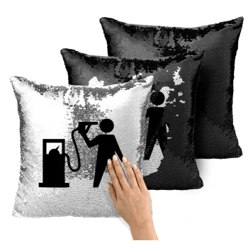 Fuel crisis, Μαξιλάρι καναπέ Μαγικό Μαύρο με πούλιες 40x40cm περιέχεται το γέμισμα