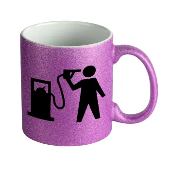 Fuel crisis, Κούπα Μωβ Glitter που γυαλίζει, κεραμική, 330ml