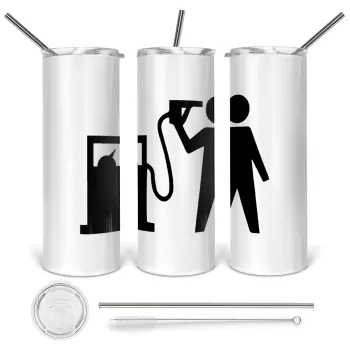 Fuel crisis, Tumbler ποτήρι θερμό από ανοξείδωτο ατσάλι 600ml, με μεταλλικό καλαμάκι & βούρτσα καθαρισμού