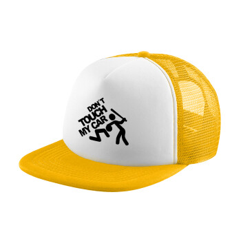 Don't touch my car, Καπέλο Soft Trucker με Δίχτυ Κίτρινο/White 