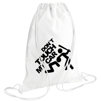 Don't touch my car, Backpack pouch GYMBAG white (28x40cm)