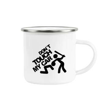 Don't touch my car, Metallic enamel cup white 360ml