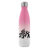 Μεταλλικό παγούρι θερμός Ροζ/Λευκό (Stainless steel), διπλού τοιχώματος, 500ml