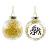 Transparent Christmas tree ball ornament with gold filling 8cm
