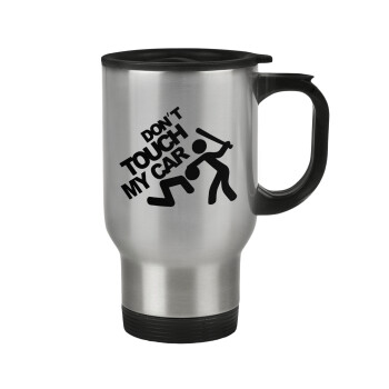 Don't touch my car, Stainless steel travel mug with lid, double wall 450ml