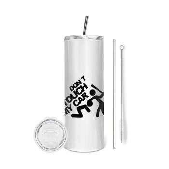 Don't touch my car, Eco friendly stainless steel tumbler 600ml, with metal straw & cleaning brush