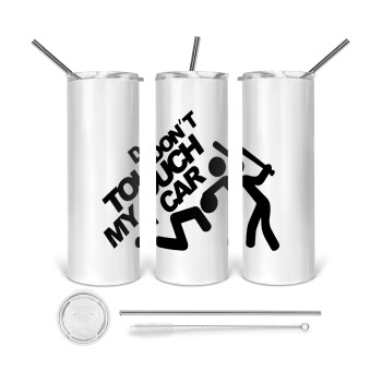 Don't touch my car, Tumbler stainless steel 600ml, with metal straw & cleaning brush