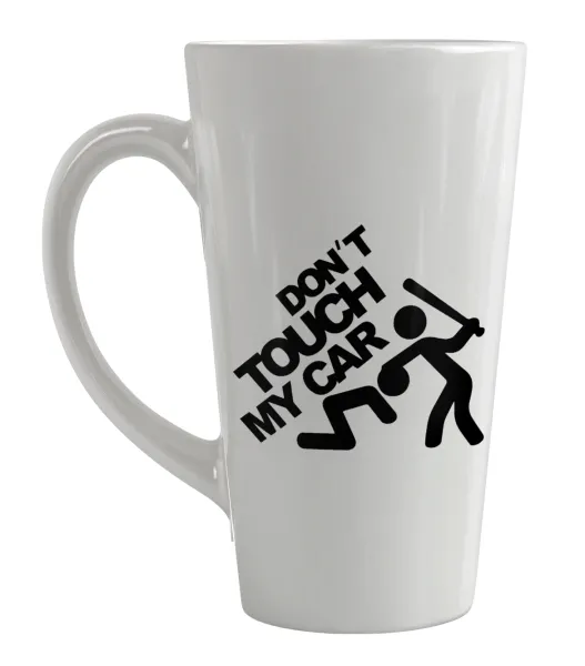 Don't touch my car — Large tapered latte mug, ceramic, 450ml