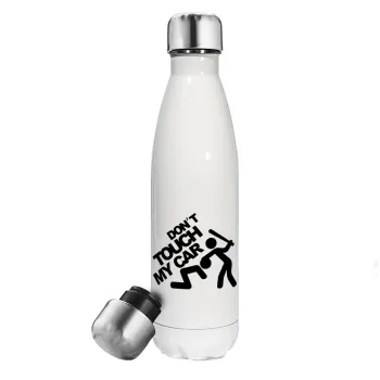 Don't touch my car, Metal mug thermos White (Stainless steel), double wall, 500ml