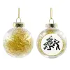 Transparent Christmas tree ball ornament with gold filling 8cm