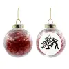 Transparent Christmas tree ball ornament with red filling 8cm