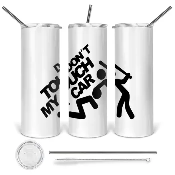 Don't touch my car, Tumbler stainless steel 600ml, with metal straw & cleaning brush