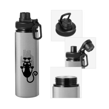 Cat scratching, Metallic water bottle with safety cap, 850ml aluminum