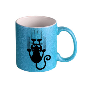 Cat scratching, Κούπα Σιέλ Glitter που γυαλίζει, κεραμική, 330ml