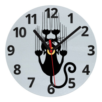 Cat scratching, Ρολόι τοίχου γυάλινο (20cm)