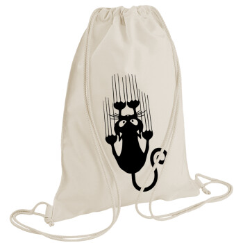 Cat scratching, Τσάντα πλάτης πουγκί GYMBAG natural (28x40cm)