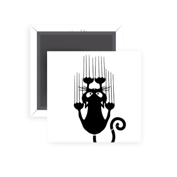 Cat scratching, Μαγνητάκι ψυγείου τετράγωνο διάστασης 5x5cm
