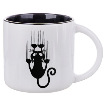 Cat scratching, Κούπα κεραμική 400ml Λευκή/Μαύρη