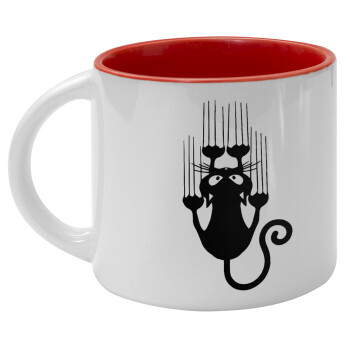 Cat scratching, Κούπα κεραμική 400ml Λευκή/Κόκκινη