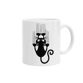 Cat scratching, Ceramic coffee mug, 330ml (1pcs)
