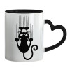 Mug heart black handle, ceramic, 330ml