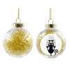 Στολίδι Χριστουγεννιάτικη μπάλα δένδρου διάφανη με χρυσό γέμισμα 8cm