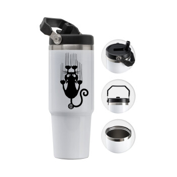 Cat scratching, 30oz stainless Steel Tumbler with Handle