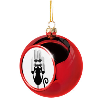 Cat scratching, Christmas tree ball Red 8cm