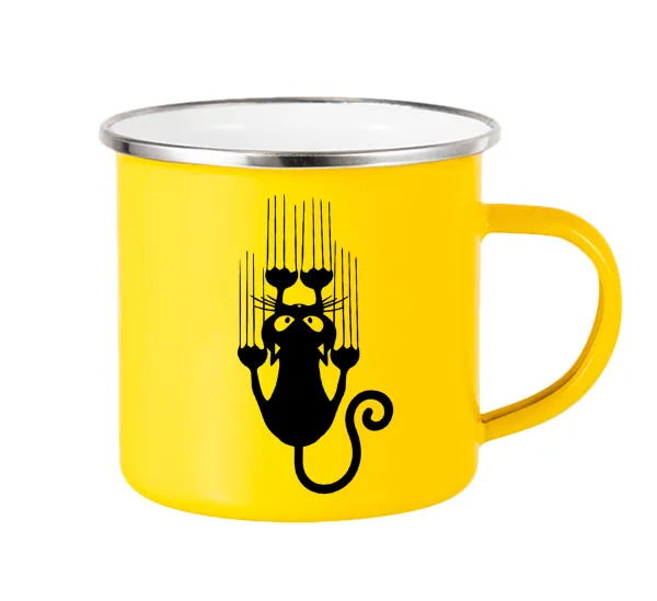 Cat scratching — Κούπα Μεταλλική εμαγιέ Κίτρινη 360ml