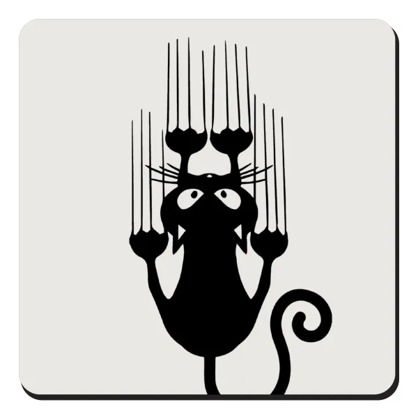 Cat scratching — Τετράγωνο μαγνητάκι ξύλινο 9x9cm