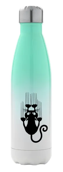 Cat scratching — Metal mug thermos Green/White (Stainless steel), double wall, 500ml