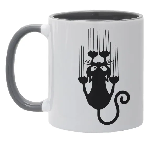 Cat scratching — Κούπα χρωματιστή γκρι, κεραμική, 330ml