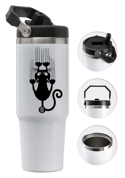 Cat scratching — Θερμός Ανοξείδωτο 30oz με χερούλι