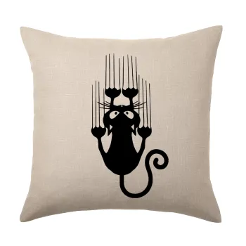 Cat scratching, Μαξιλάρι καναπέ ΛΙΝΟ 40x40cm περιέχεται το  γέμισμα