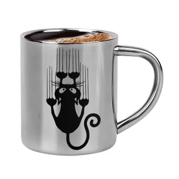 Cat scratching, Double-wall metal cup for espresso (220ml)