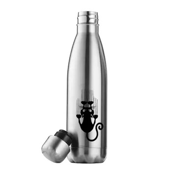 Cat scratching, Inox (Stainless steel) double-walled metal mug, 500ml