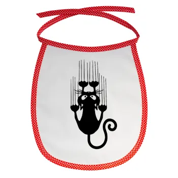 Cat scratching, Σαλιάρα μωρού αλέκιαστη με κορδόνι Κόκκινη
